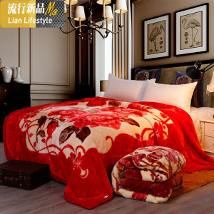 婚庆毛毯结婚大红色加厚单人双人珊瑚绒毯子冬季被子学生宿舍盖毯 三维工匠
