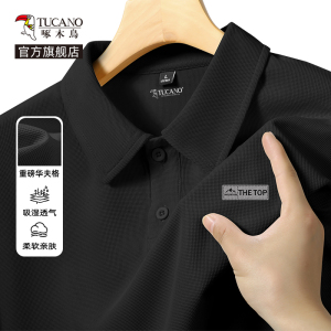 啄木鸟男士polo衫短袖夏季2025新款华夫格带领t恤潮牌宽松半截袖Y