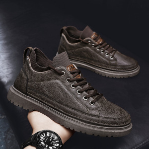 男士秋季新款潮流百搭时尚休闲皮鞋日常通勤工作简约平跟懒人鞋