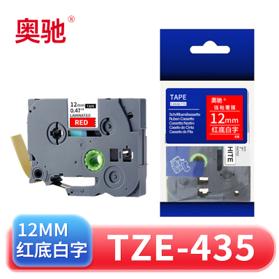 奥驰 标签色带12mm红底白字 TZe-435 个