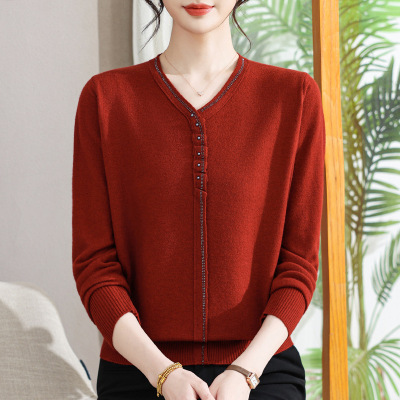 妈妈装新款针织衫薄款中老年女装春秋衣服长袖毛线衫女款50
