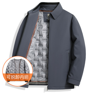 一衣三穿鹅绒羽绒服男士秋冬新款脱卸鹅绒内胆羽绒服鹅绒行政夹克
