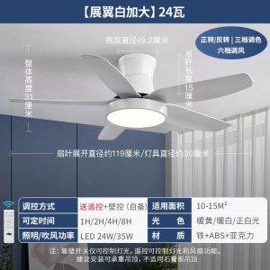 雷士照明家用餐厅客厅吊扇灯风扇吊灯简约现代电扇灯隐形风扇灯具