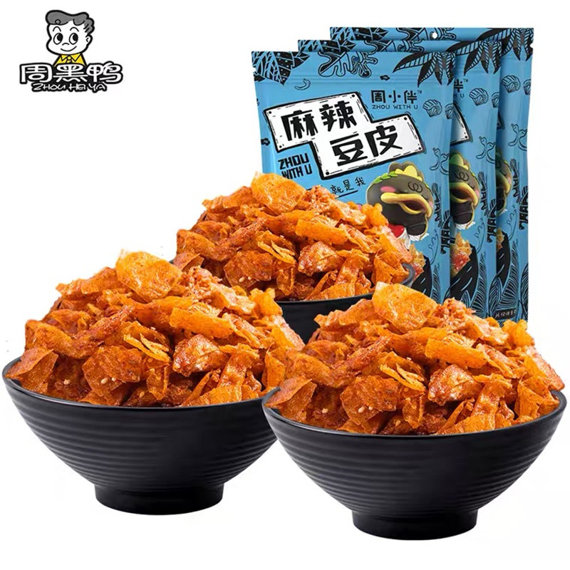 【周黑鸭-周小伴麻辣豆皮60gx3袋】手撕大刀肉辣条辣片麻辣味休闲零食