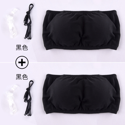 Ideamini棉抹胸内衣女性感聚拢无肩带胸垫防滑上衣一字露肩裹胸式防走光抹胸