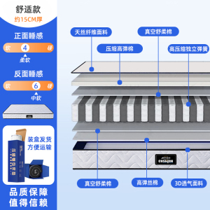独立弹簧软垫加厚蓝色卷包记忆棉盒子床垫压缩乳胶