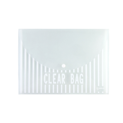 齐心 C335 办公 透明按扣袋 A4 白