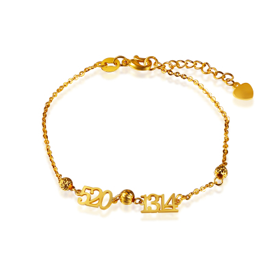 黄金码头5G足金520手链足金999黄金1314链子表白礼物情人节手饰约2.08克