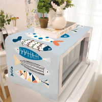 家柏饰(CORATED)北欧盖巾布艺装饰布艺鞋柜布长方形多用途微波炉布罩 蓝灰底棉麻款 35*100CM