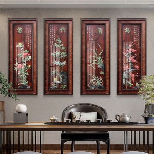 维诺亚中式客厅装饰画电视沙发背景墙壁画餐厅立体仿古浮雕玉雕实木挂画