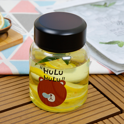 水具水杯韩国玻璃杯可爱迷你小巧学生便携矮胖水杯简约森系花茶杯子少女心小熊