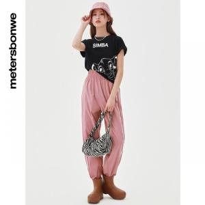 [1件5折价:65]美特斯邦威休闲裤女宽松夏季新款弹力女运动裤束脚长裤