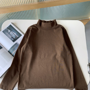 童酷儿童冬款湖州织里童装百搭纯色条纹T恤半高领男童打底衫