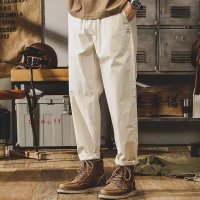 男士裤子直筒阔腿宽松时尚潮流青少年水洗斜纹休闲九分裤