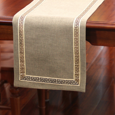 美帮汇美式桌旗新中式茶旗布禅意席茶几桌布现代简约北欧床旗餐桌茶桌布 浅咖色 33*360CM(适合3米餐桌或茶桌)