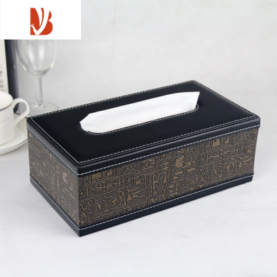 三维工匠羊皮革纸巾盒木质 客厅茶几餐巾抽纸盒 车用简约可爱欧式创意家用 埃及纹