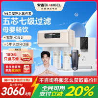 安吉尔净水器家用直饮V6 净饮机 1.46升/分钟J2605-ROB60(A8)+J3217前置过滤器+Y3611管线机