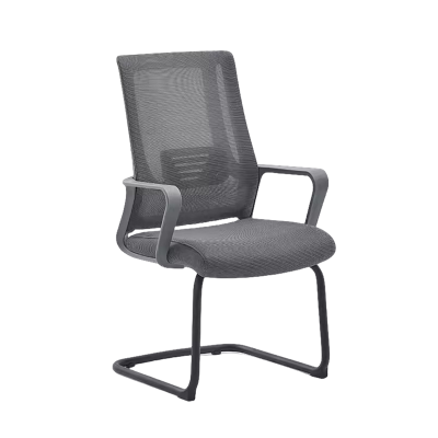迅迈 灰框+灰色 办公椅 弓形椅 会议椅 会客椅 培训椅 麻将椅 钢架椅网布舒适电脑椅