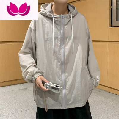 七斓夏季薄款连帽衣男ins潮牌宽松外套港风潮流户外防紫外线夹克