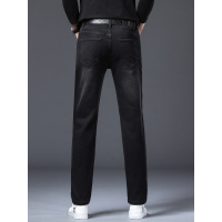 秋季新款黑色简约商务休闲百搭弹力小直筒欧版牛仔裤