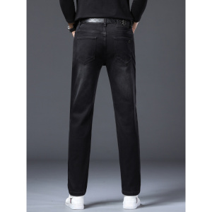 秋季新款黑色简约商务休闲百搭弹力小直筒欧版牛仔裤