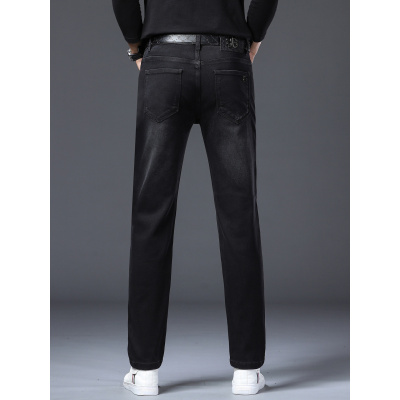 秋季新款黑色简约商务休闲百搭弹力小直筒欧版牛仔裤