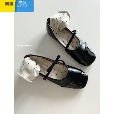 聚范gogoback慵懒风平底一脚蹬方头蝴蝶结懒人单鞋乐福鞋百搭小皮鞋女