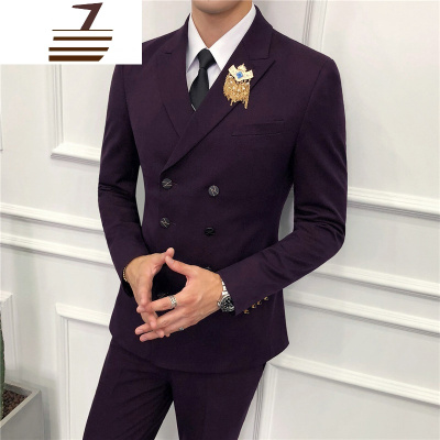 NEWLAKE秋装韩版修身男士西装三件套结婚西服礼服男套装主持人西装男装帅