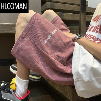 HLCOMAN美式扎染刺绣短裤男士夏季宽松休闲裤子潮牌外穿美式运动5五分裤