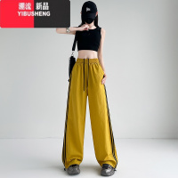 YIBUSHENG冰丝速干美式工装裤女季薄款2024新款束脚阔腿高腰休闲裤运动裤