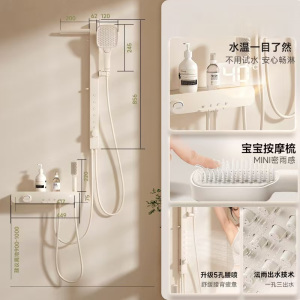 惠达(HUIDA)-TF575/TF575A 无顶喷花洒奶油风恒温淋浴花洒套装家用简易浴室枪灰色沐浴器