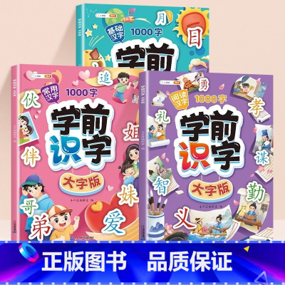[全3册]学前识字大字版 小学通用 [正版]学前识字大字版幼儿园宝宝学基础汉字生字组词造句笔画笔顺幼儿绘本阅读带注拼音版