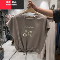 YIBUSHENG小众设计感t恤短袖女2024年新款韩版宽松半袖季甜美上衣蝙蝠衫