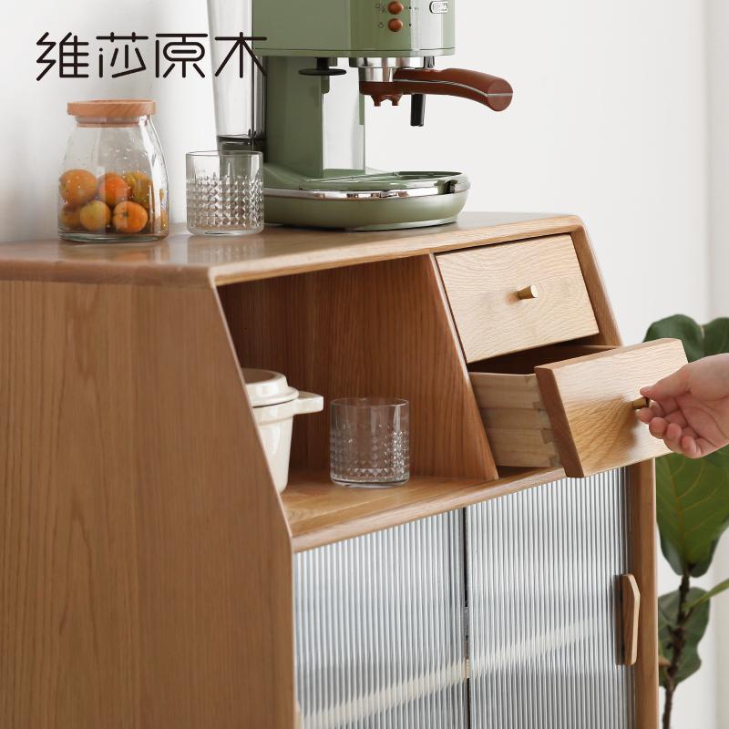 森美人北欧实木餐边柜现代简约储物柜多功能茶水柜碗柜家用厨房柜子