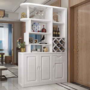 青木川 实木酒柜鞋柜一体靠墙小户型双面客厅餐厅隔厅柜1.2米家用小户型进门入户玄关隔断屏风柜门厅柜简约现代