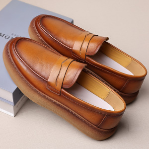 男鞋新款男士休闲鞋韩版百搭透气板鞋男潮鞋一脚蹬真皮软底豆豆鞋