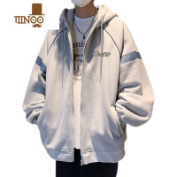YANXU开衫连帽卫衣男士春2023新款潮流港风美式休闲宽松拉链外套