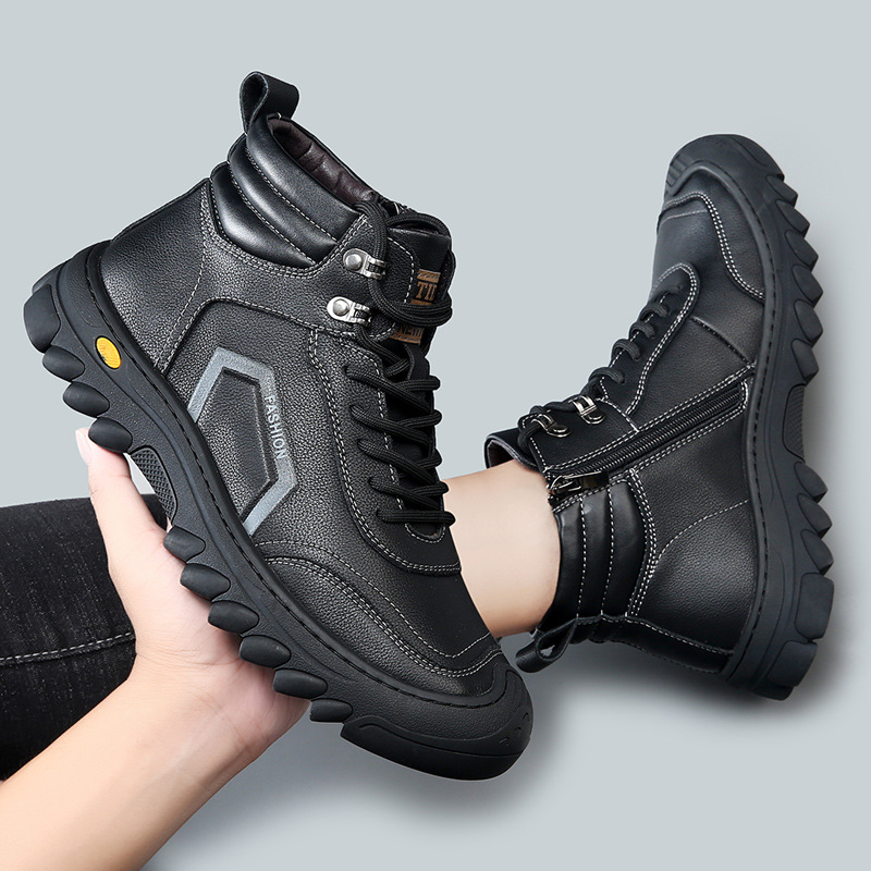 棉鞋男皮毛一体冬季新款男士保暖加厚雪地靴子男户外登山棉鞋