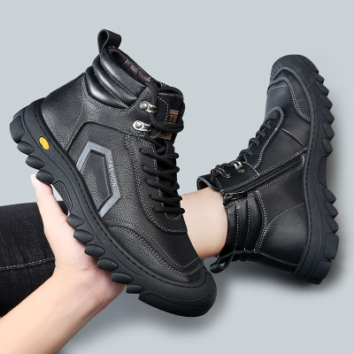 棉鞋男皮毛一体冬季新款男士保暖加厚雪地靴子男户外登山棉鞋