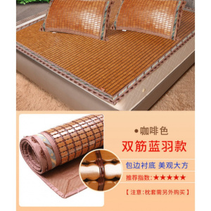 美帮汇金色年季新款麻将凉席折叠1.8m加大双人1.5米床垫三件套