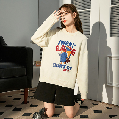 [3件8.5折93.4元,叠加优惠券]帕丁顿熊联名唐狮早秋新款女圆领粉色毛衣温柔风软糯毛衫p