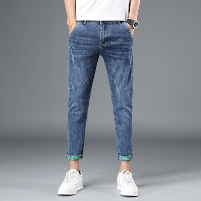 高品质夏季薄款九分牛仔裤男士修身小脚裤弹力休闲裤子男韩版潮流