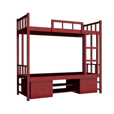 汉诺鑫威上下铺双层床实木营具宿舍单人床实木双层床[带床下柜]