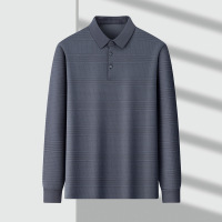 中老年长袖T恤男春秋中年爸爸秋装Polo衫翻领男士薄款打底衫体恤