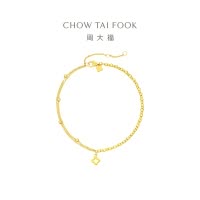 周大福珠宝首饰 四叶草 不规则几何黄金足金手链(工费:520计价) F227615