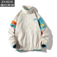 SUNTEK高领外套男潮牌工装炫彩亮面反光棒球服嘻哈大码宽松春秋潮流夹克夹克