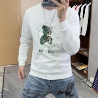 欧货秋冬新款卫衣男加绒加厚小熊潮流时尚圆领长袖体恤打底衫上衣