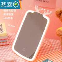 敬平ins手持双面小镜子女随身携带折叠化妆镜翻盖式学生宿舍小号便携 鹿角化妆镜[单色光粉色]便携式用镜