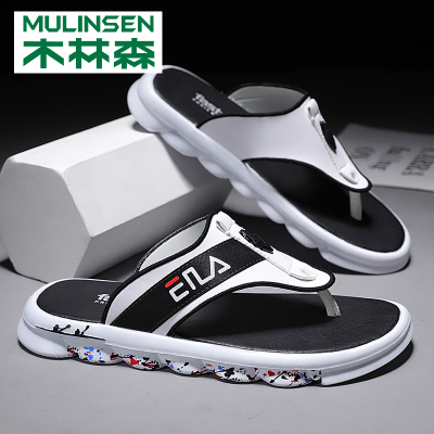 木林森夏季室外穿人字拖男防滑防臭ins拖鞋男夏天网红潮流皮凉鞋