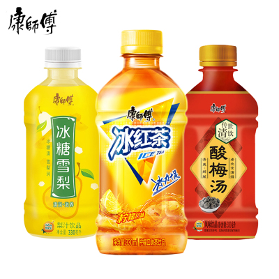 康师傅冰红茶330ml*12饮料整箱柠檬味冰糖雪梨酸梅汤迷你小瓶批发